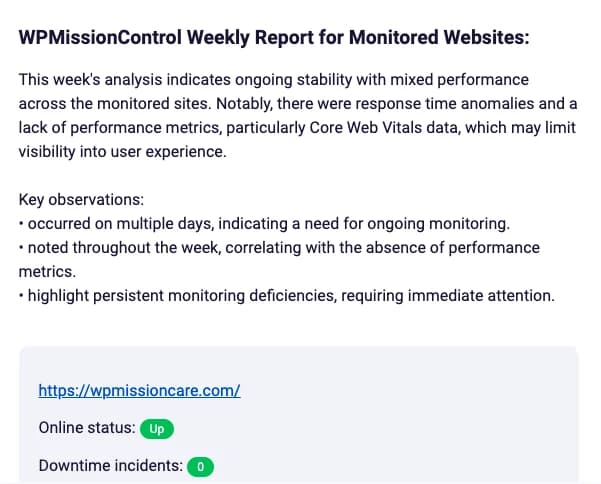 Example weekly account summary